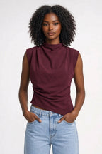 Mirelva | Top Elegante Donna Drappeggiato Senza Maniche Attillato