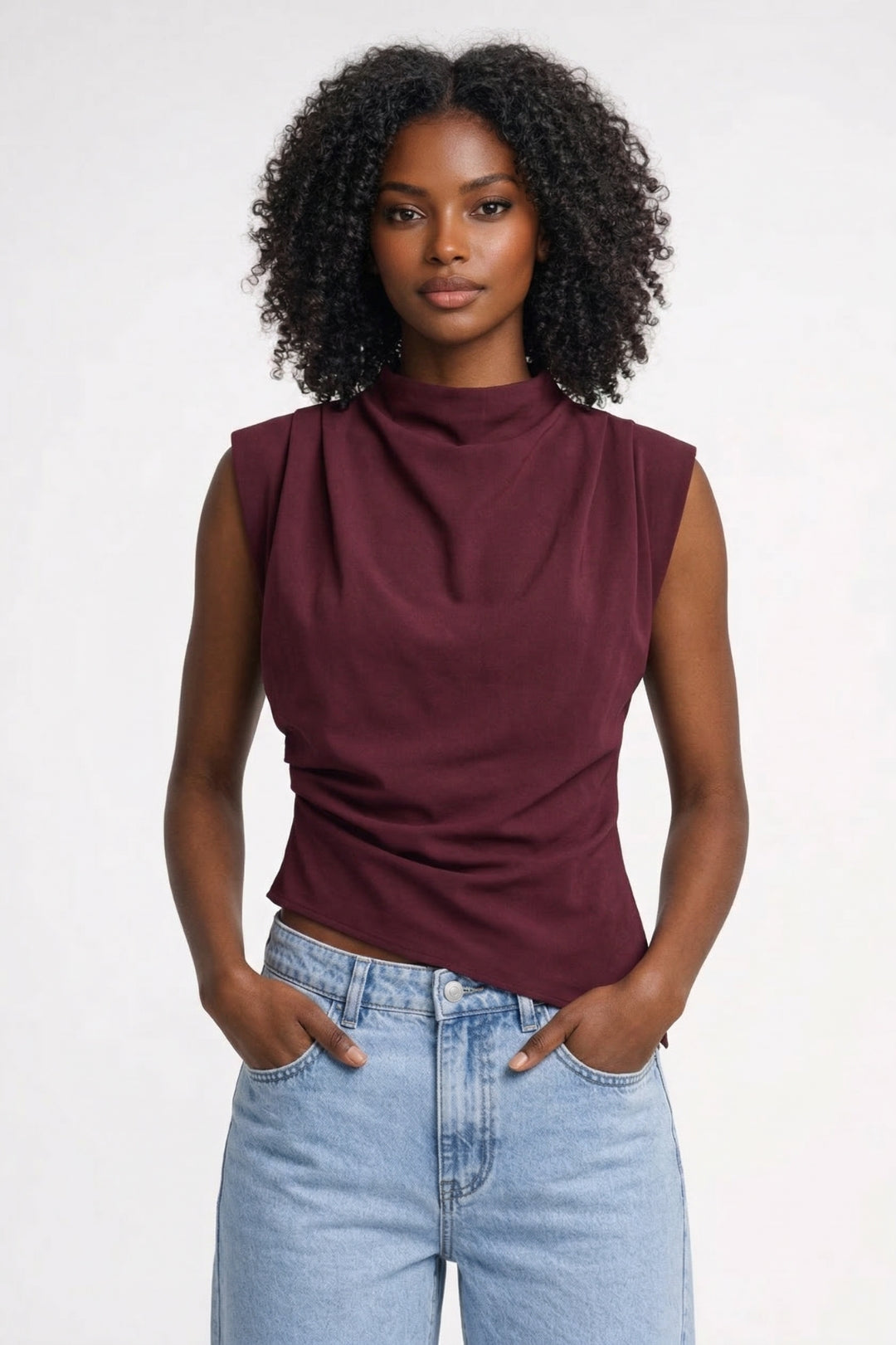 Mirelva | Top Elegante Donna Drappeggiato Senza Maniche Attillato