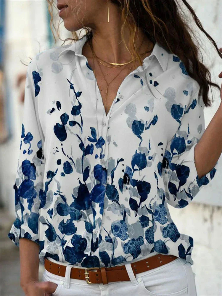 Avirelle | Camicia Casual Donna a Fiori con Bottoni e Taglio Largo