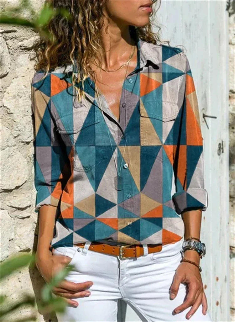 Avirelle | Camicia Casual Donna a Fiori con Bottoni e Taglio Largo