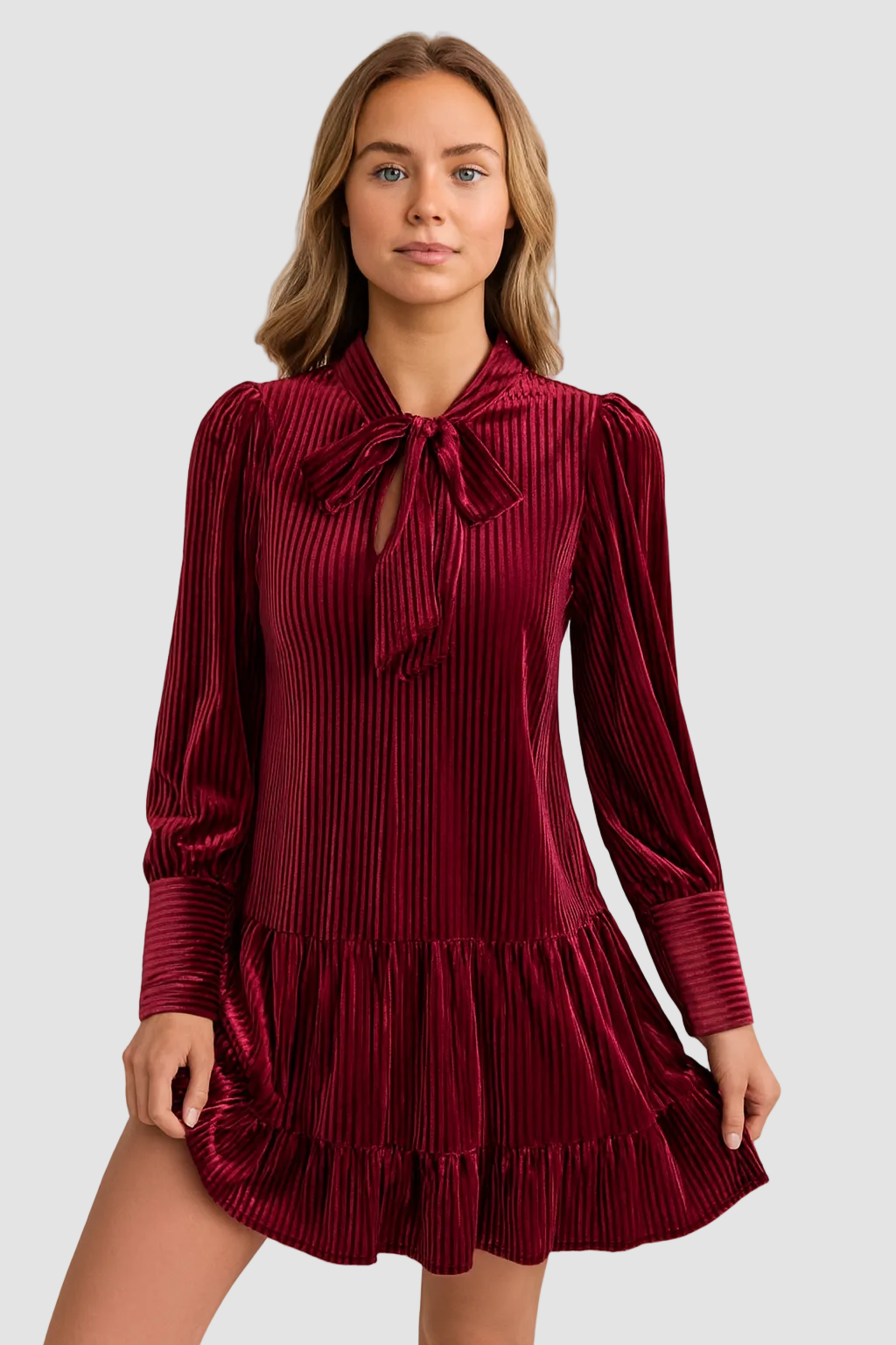 Valentina | Damska Elegancka Aksamitna Sukienka Mini Z Kokardą