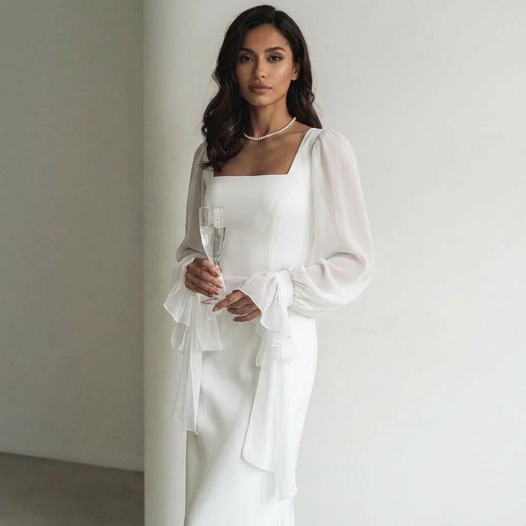 Amélie | Elegant Maxi Dress with Chiffon Sleeves