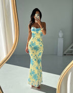 Maravelle | Abito Maxi Elegante da Donna a Fiori con Spalline