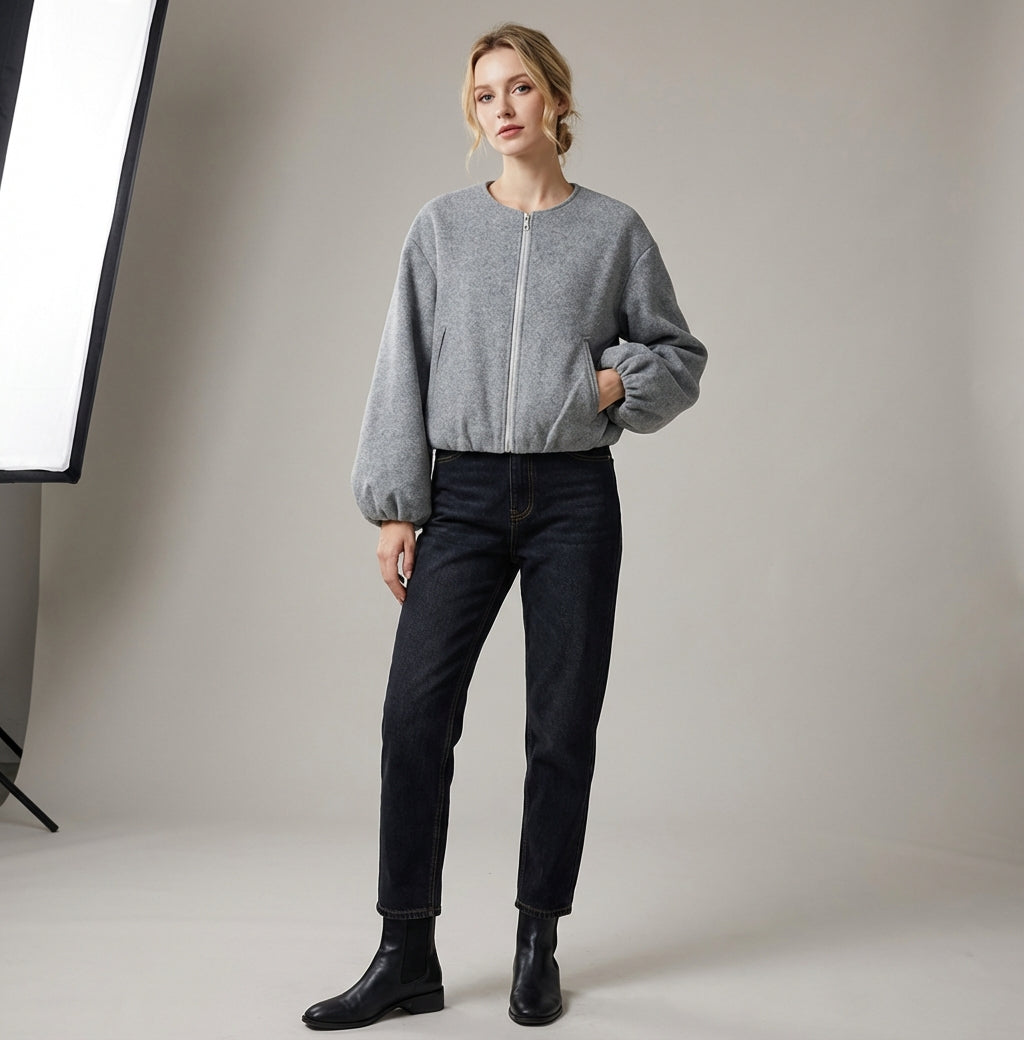 Novelle | Giacca Bomber Casual Donna Corta con Cerniera
