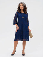 Elarisse | Abito Midi Elegante da Donna in Pizzo a Linea A