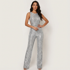 Aurélie | Women's Glitter Jumpsuit with Open Back