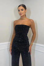 Bianca | Women's Glitter Set with Bandeau Top and High Waist Pants