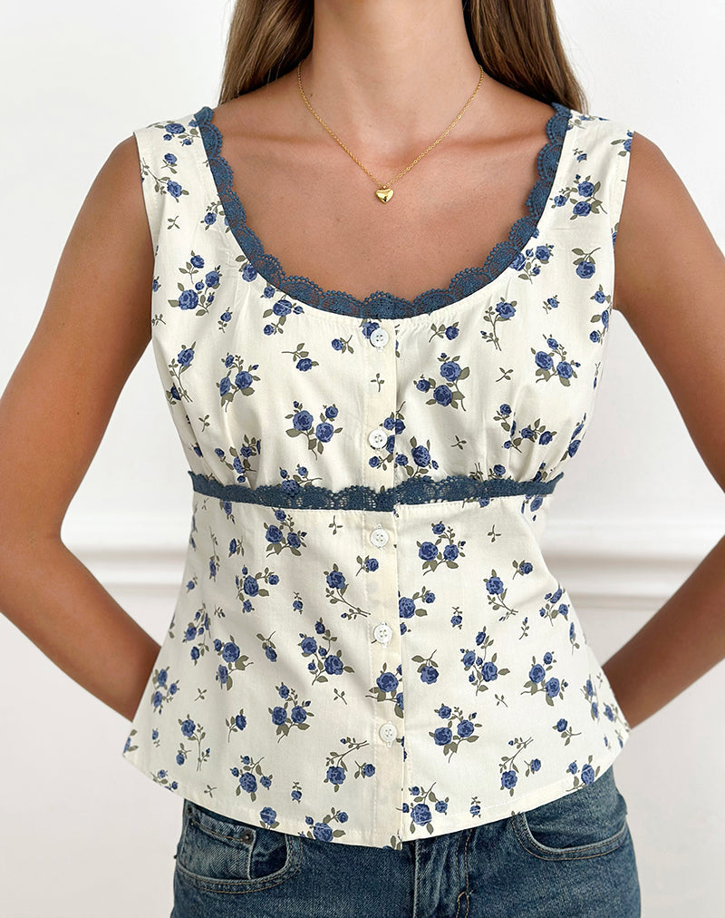 Floréline | Top Attillato da Donna con Motivo Floreale
