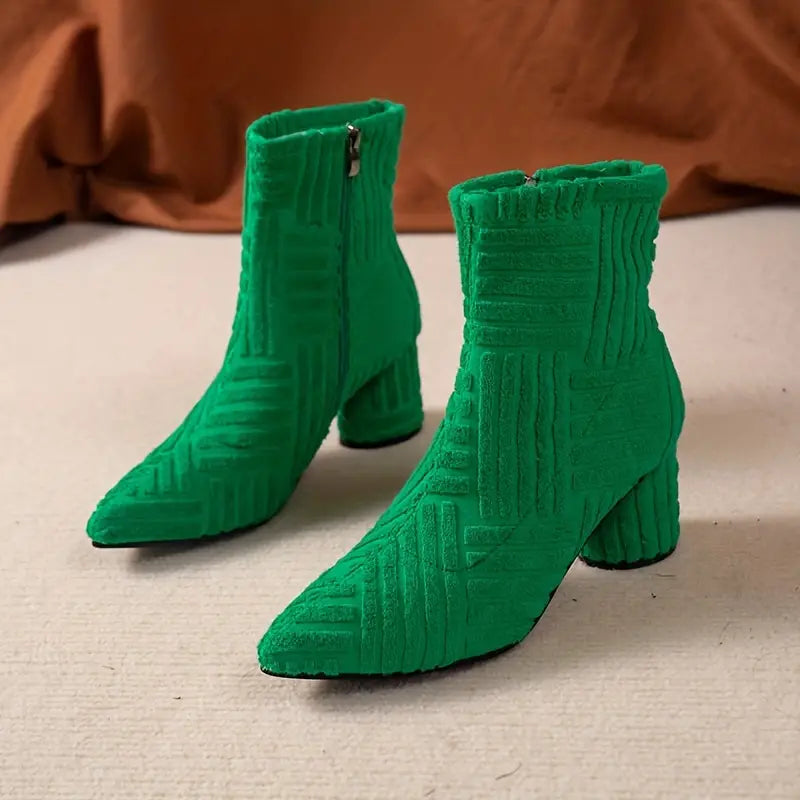 Veloréa | Women's Fashionable Heeled Ankle Boots with Zipper