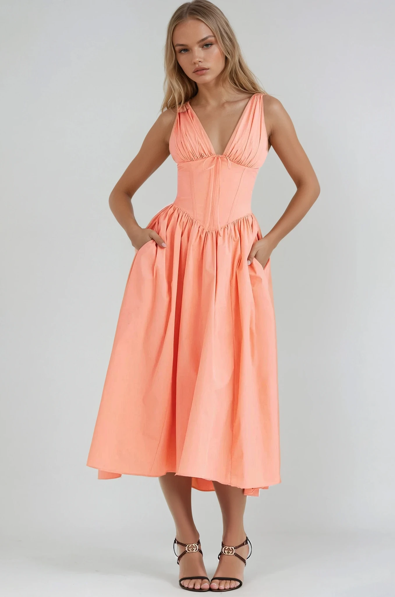 Roselune | Abito Midi Floreale Donna Senza Maniche