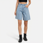 Mila | Women's Denim Bermuda Shorts with Adjustable Waist