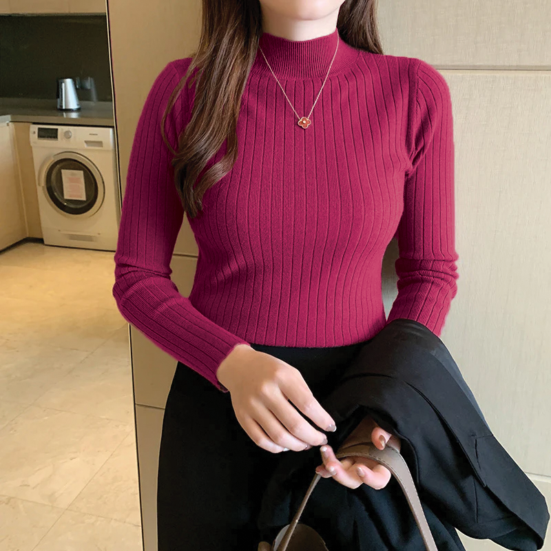 Elvara | Women's Fitted Ribbed Turtleneck Sweater