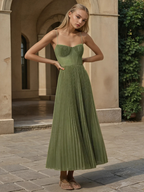 Sonya | Plisowana Sukienka Maxi z Gorsetowym Fasonem