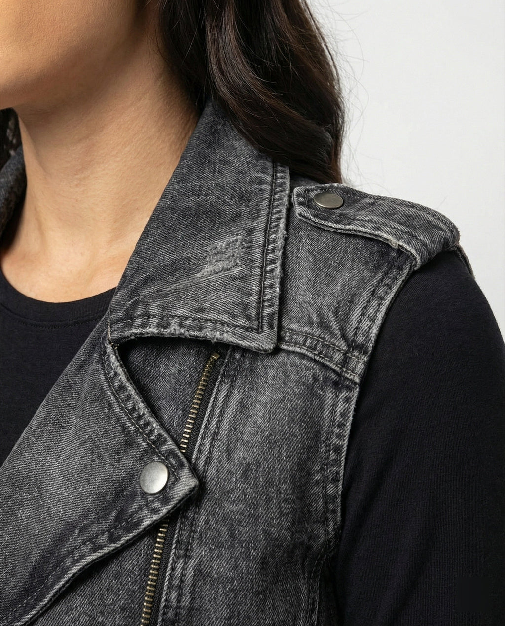 Kutti | Gilet Donna Denim Biker Senza Maniche Casual
