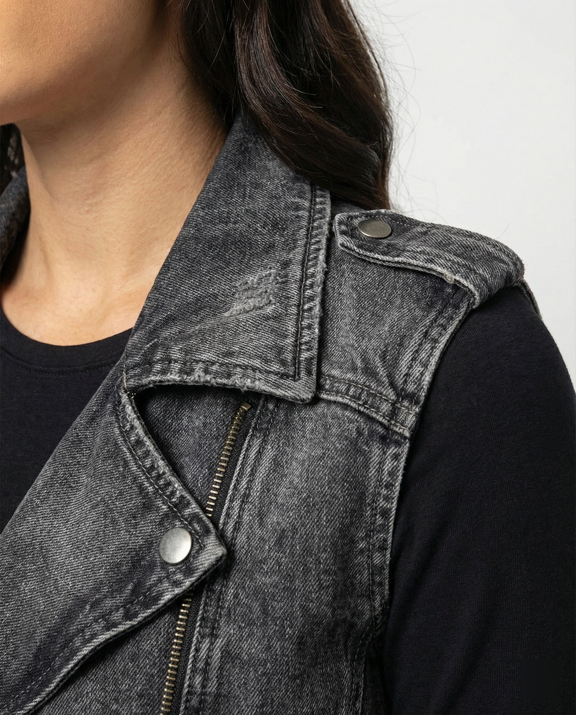 Kutti | Gilet Donna Denim Biker Senza Maniche Casual