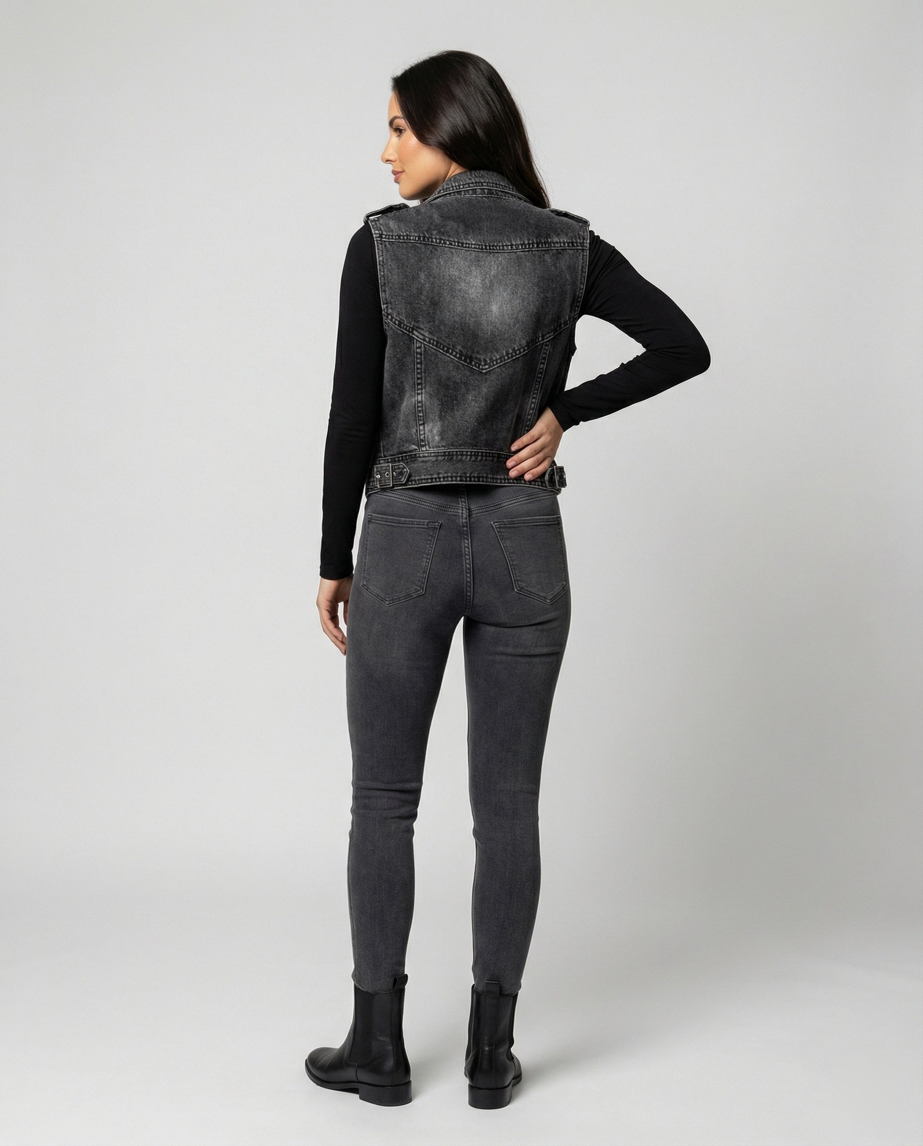 Kutti | Gilet Donna Denim Biker Senza Maniche Casual