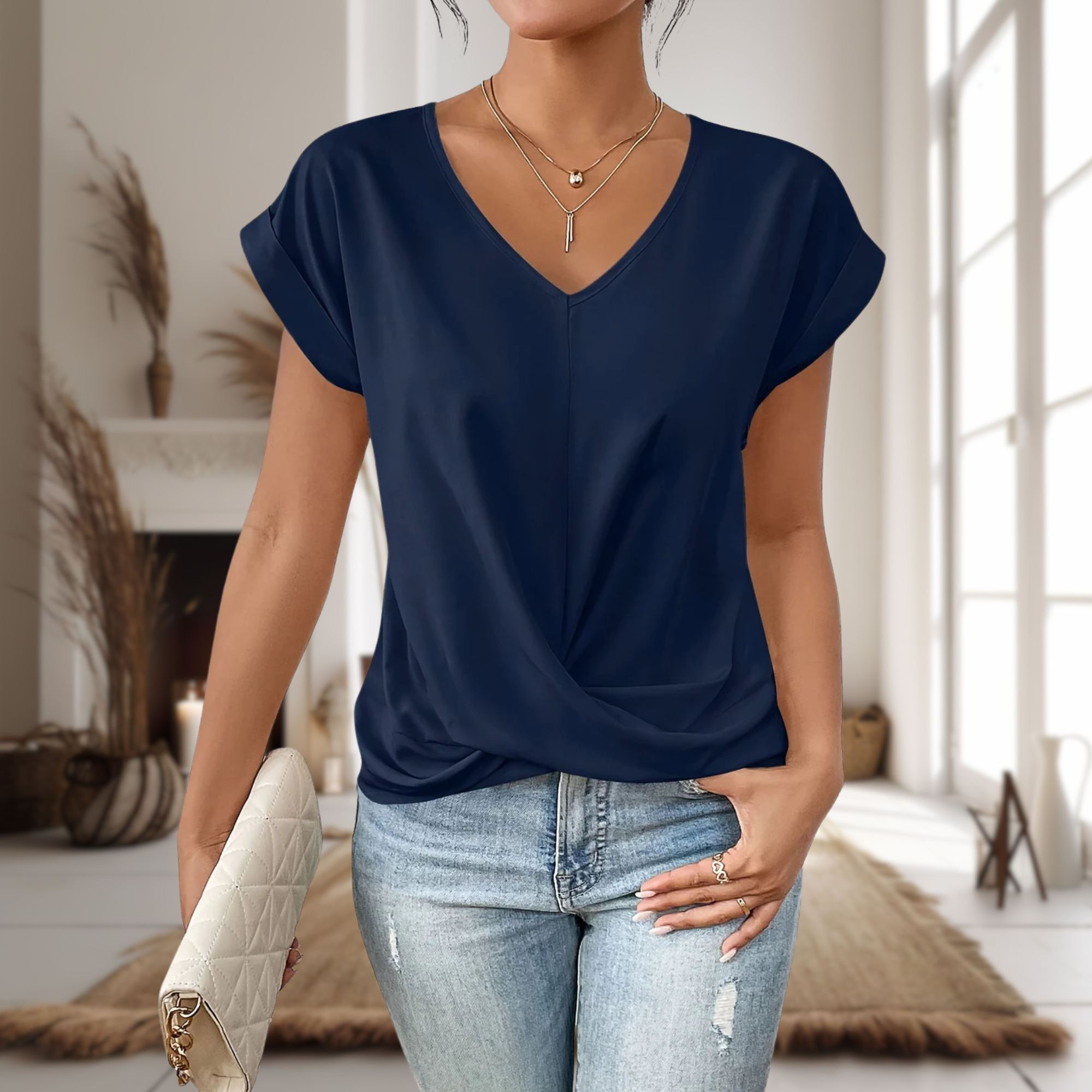 Noor | Women's V-Neck T-Shirt – Elegant Summer Style