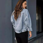 Zenvira | Giacca Casual da Donna in Jeans con Motivo Leopardo