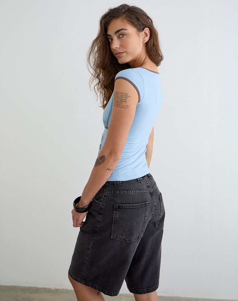 Chloey | Top Bodycon Blu da Donna con Scollo a V