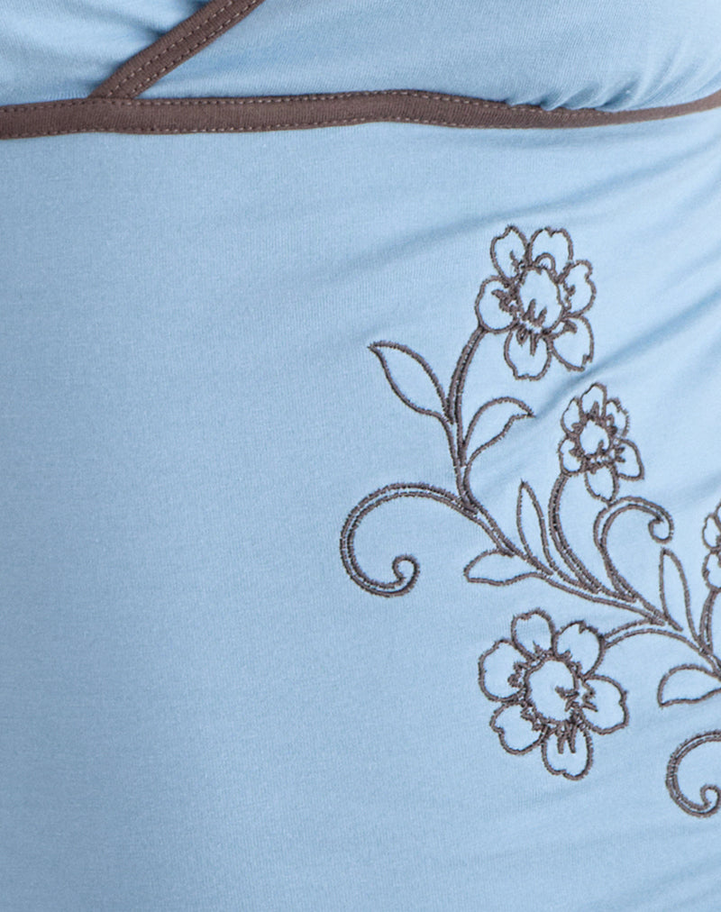 Chloey | Top Bodycon Blu da Donna con Scollo a V