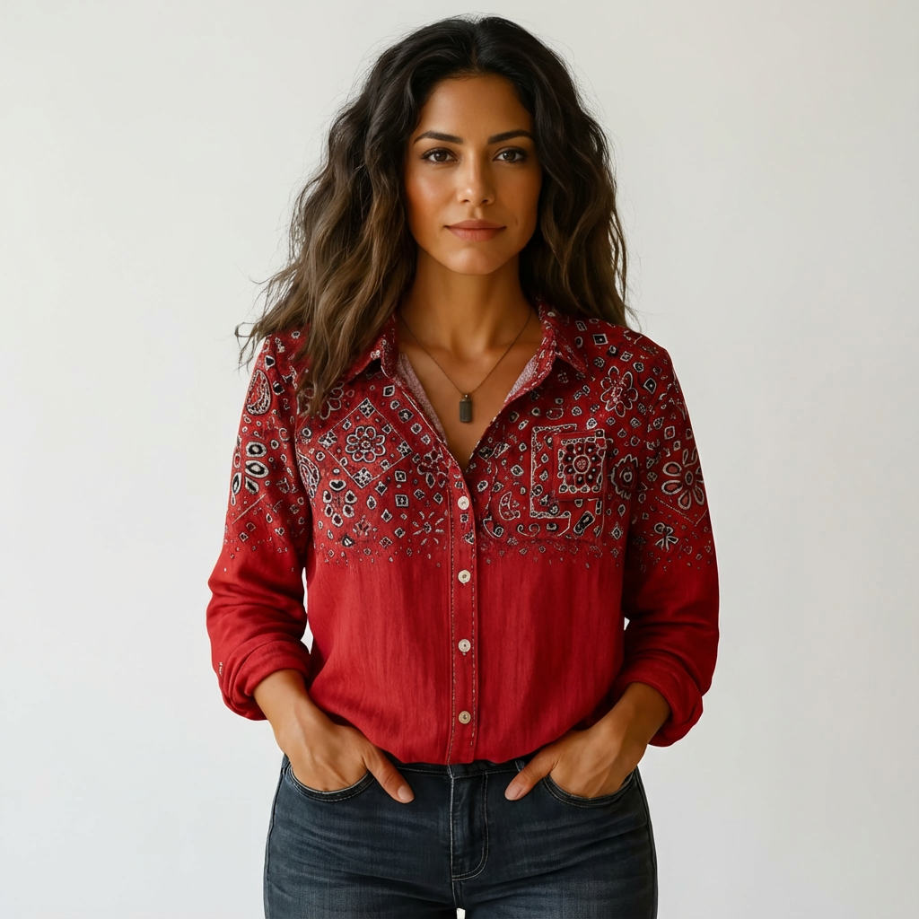 Bianca | Women's Lightweight Boho Patterned Shirt with Buttons