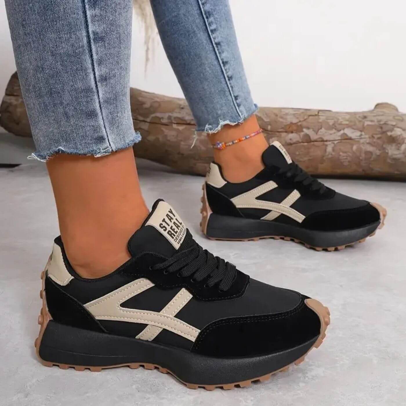 Annabeth | Sneakers da donna con suola spessa e motivo a contrasto