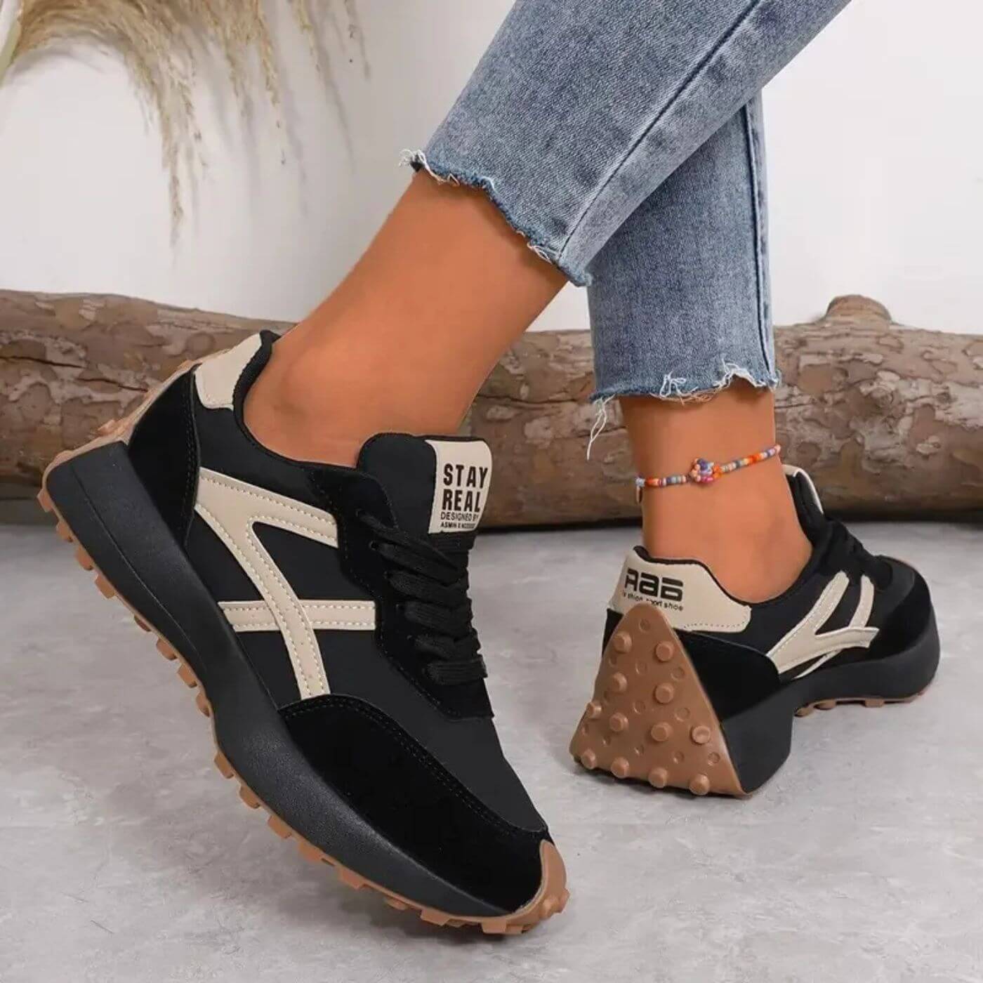 Annabeth | Sneakers da donna con suola spessa e motivo a contrasto