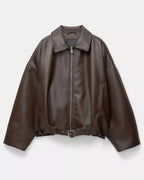 Zenvira | Giacca Donna Oversize in Pelle con Cintura
