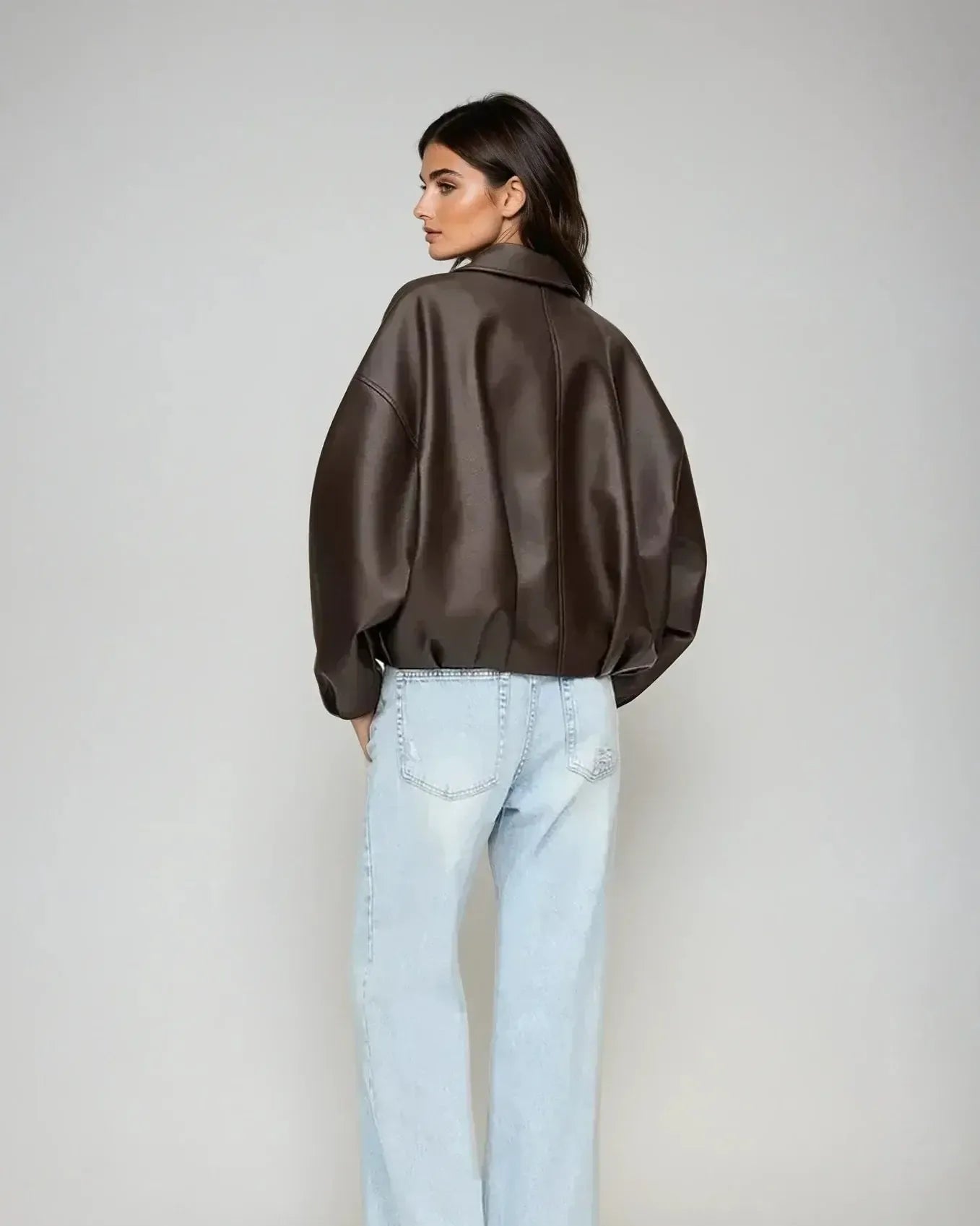 Zenvira | Giacca Donna Oversize in Pelle con Cintura