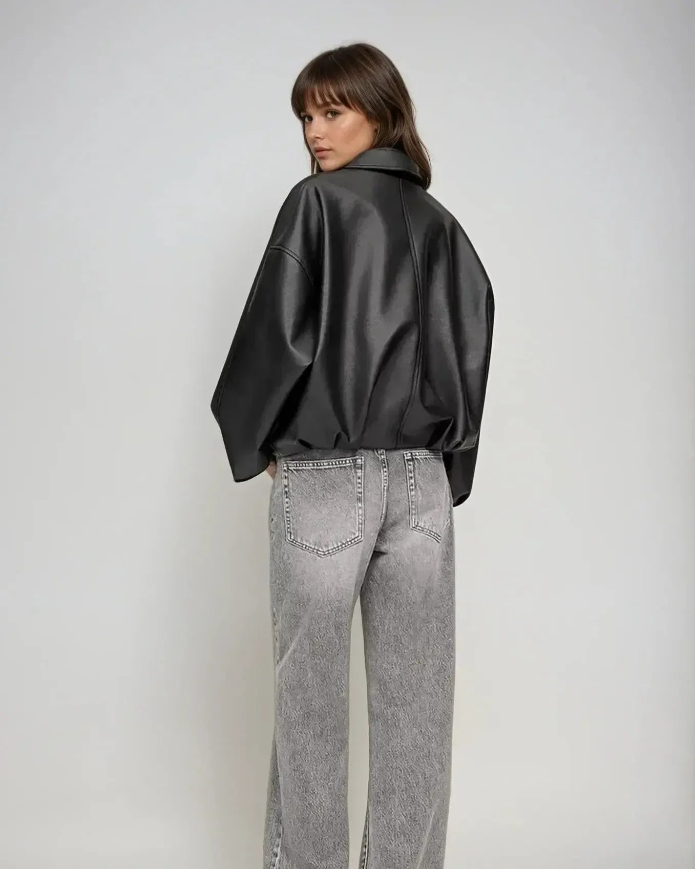Zenvira | Giacca Donna Oversize in Pelle con Cintura