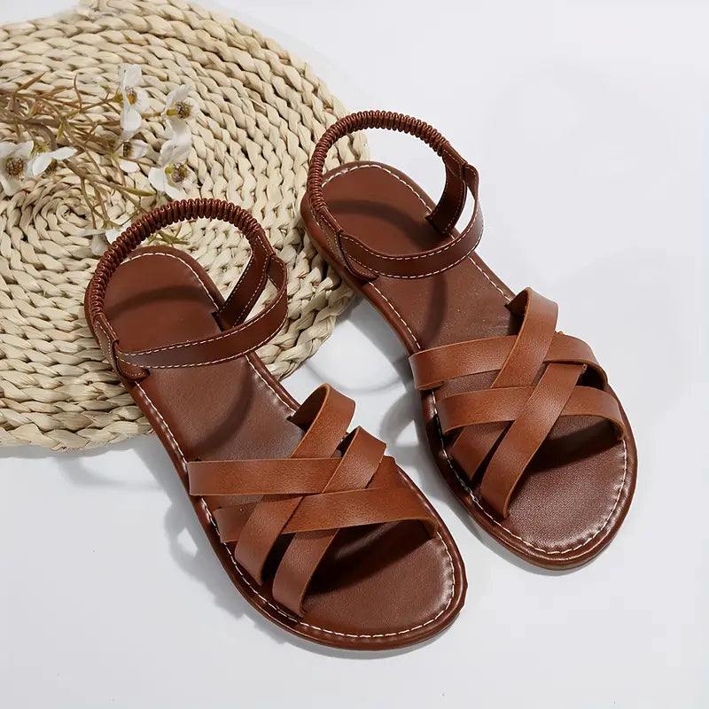 Trivella | Sandali casual da donna con cinturini incrociati e retro elastico