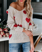 Amorelle | Maglione da donna con motivo a cuori, casual e accogliente