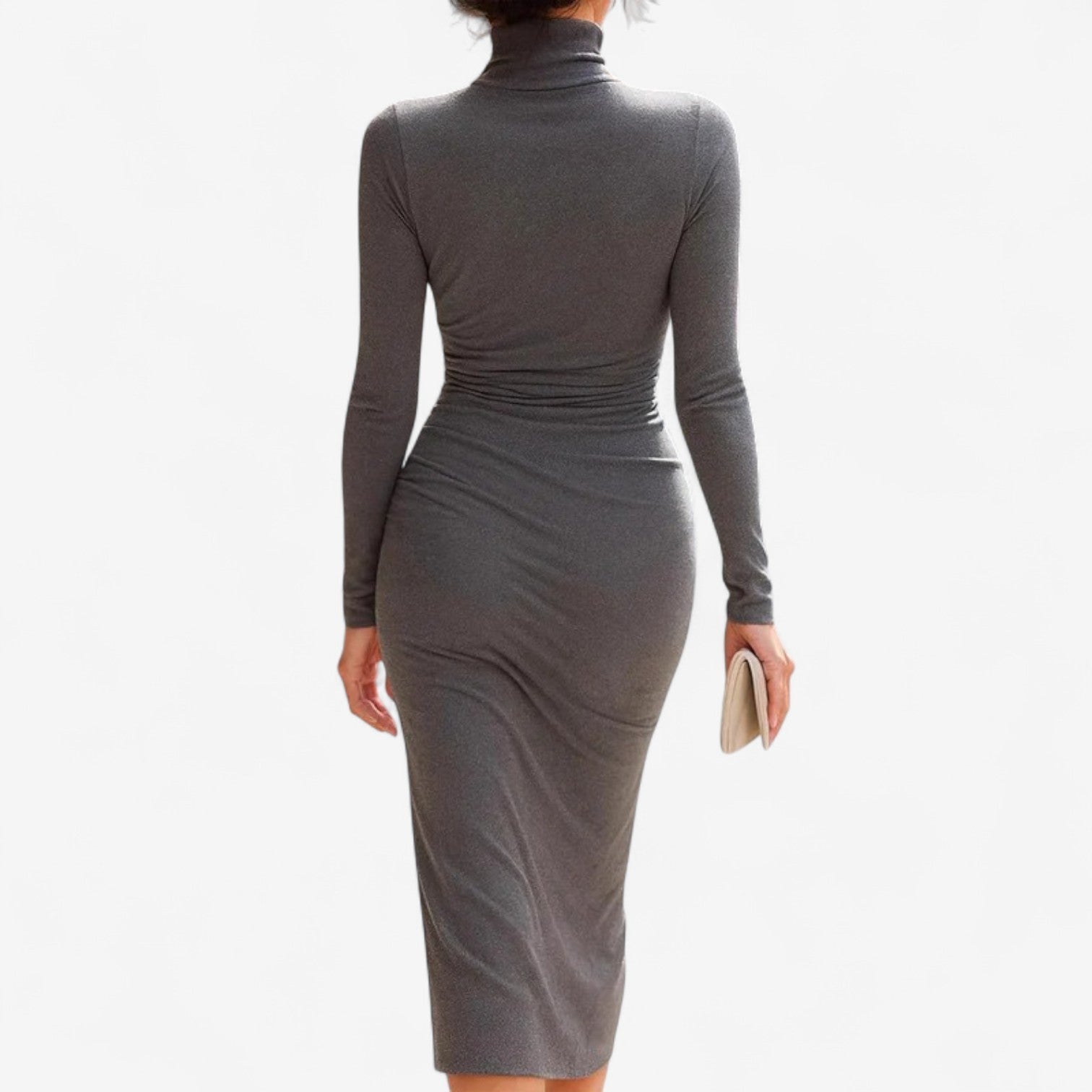 Selvara | Abito Midi Donna Attillato con Arricciature e Scollo a Cuore