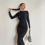 Selmara | Abito Maxi Elegante da Donna, Attillato con Arricciature