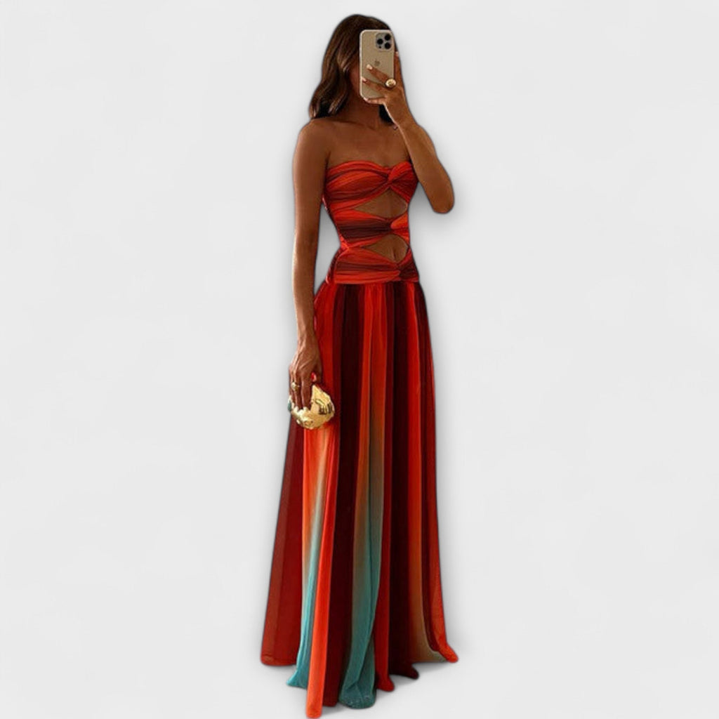 Solavina | Abito Maxi Elegante Donna Senza Spalline a Gradiente
