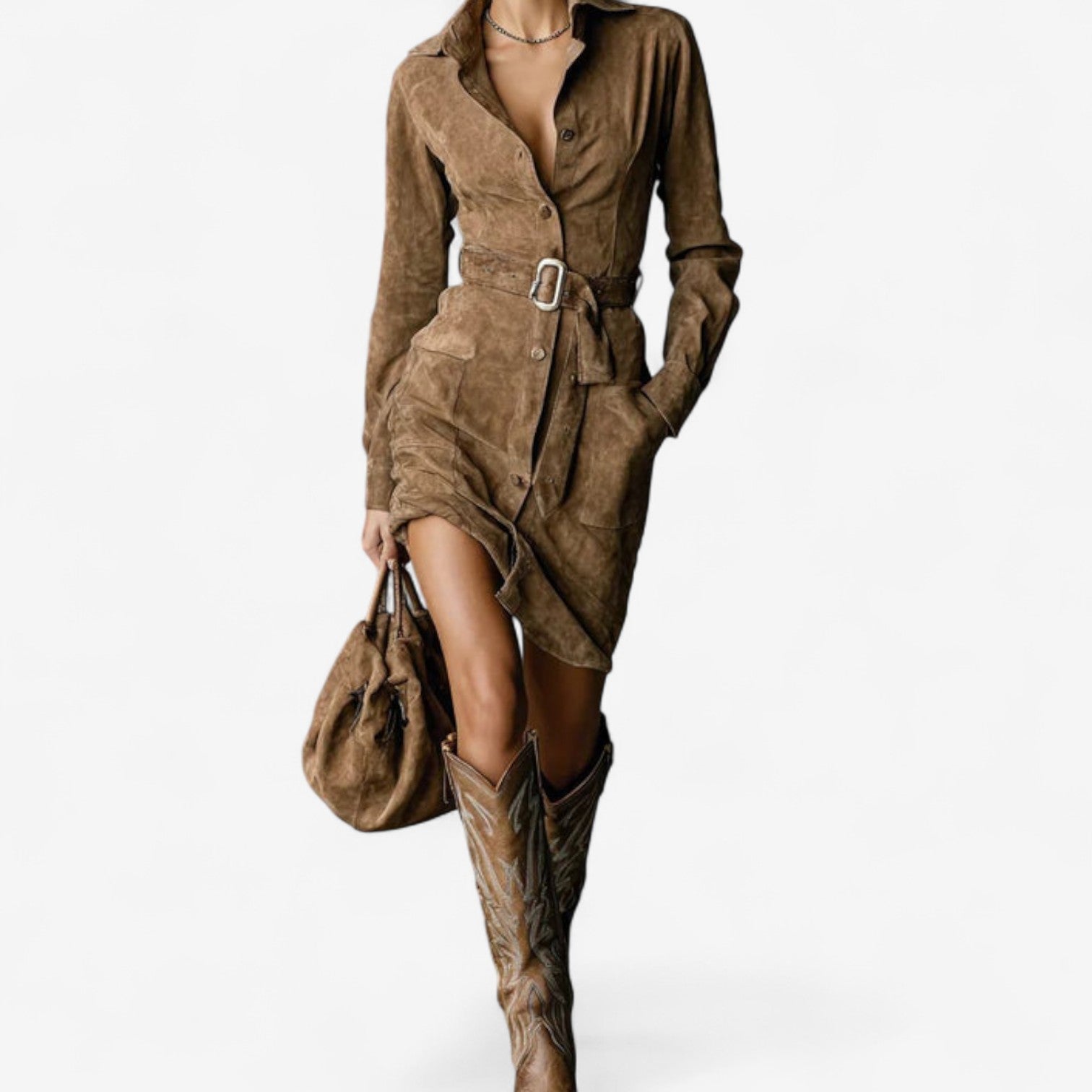 Valeris | Abito Camicia Donna Slim con Cintura Casual