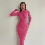 Selmara | Abito Maxi Elegante da Donna, Attillato con Arricciature