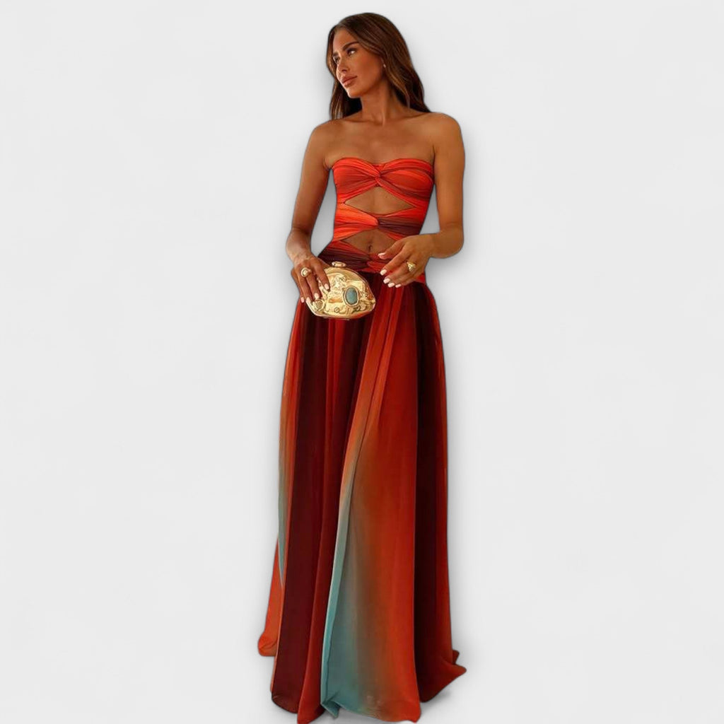 Solavina | Abito Maxi Elegante Donna Senza Spalline a Gradiente