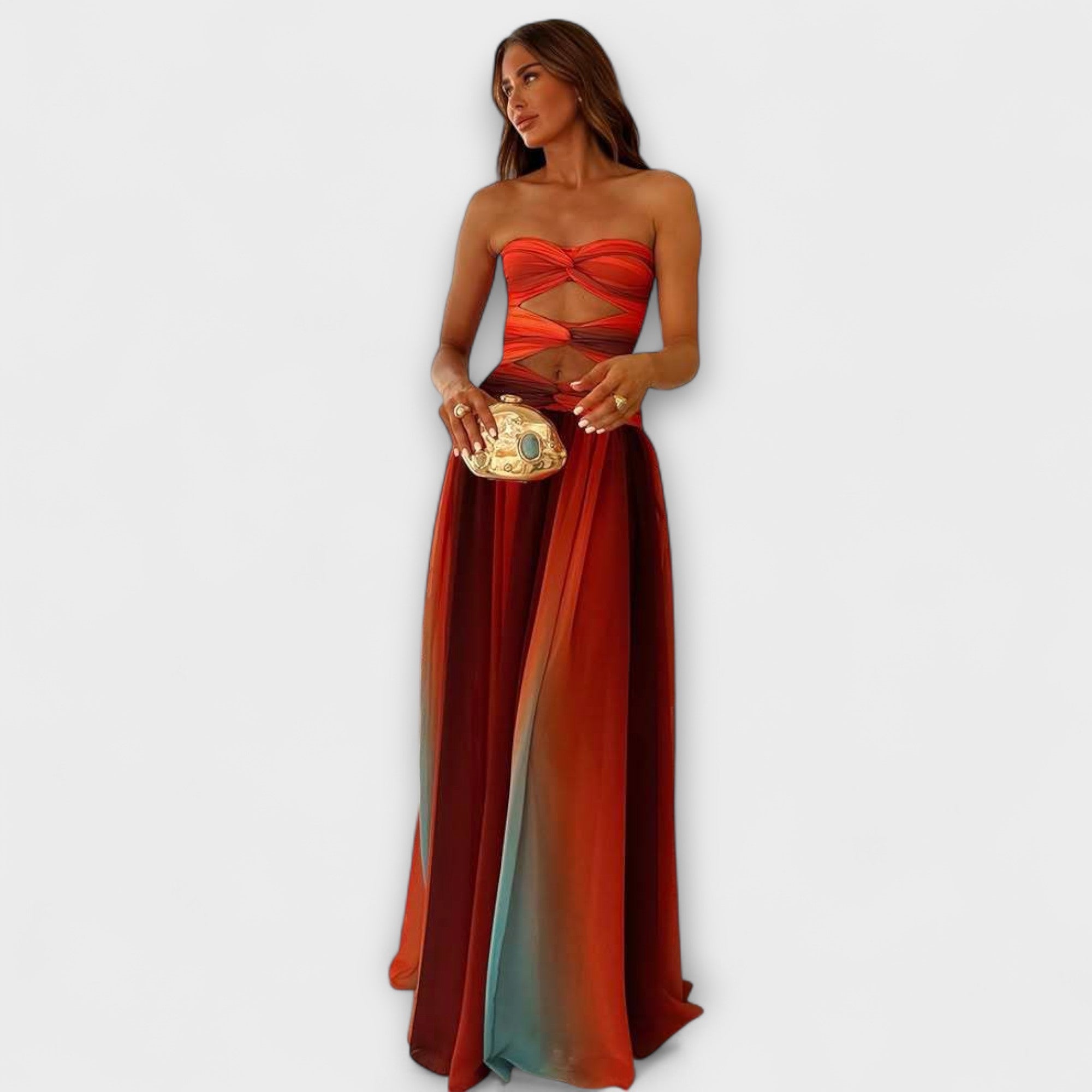 Solavina | Abito Maxi Elegante Donna Senza Spalline a Gradiente