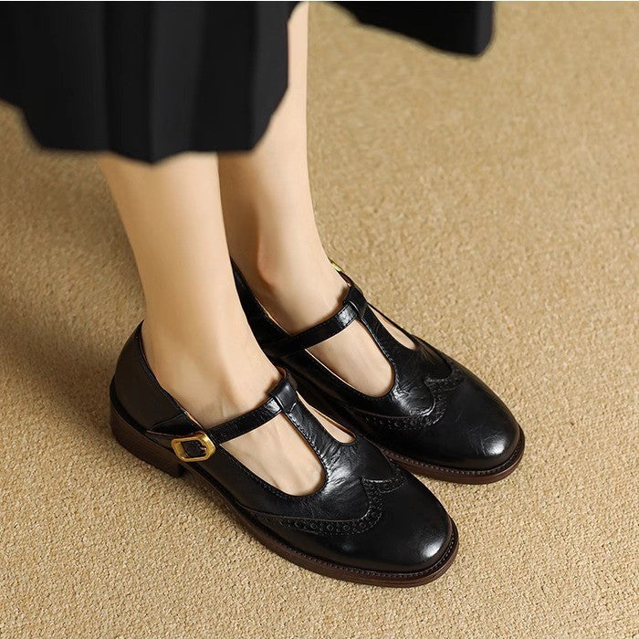 Strivelle | Women's Vintage Mary Jane Shoes with Low Block Heel
