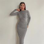 Selmara | Abito Maxi Elegante da Donna, Attillato con Arricciature