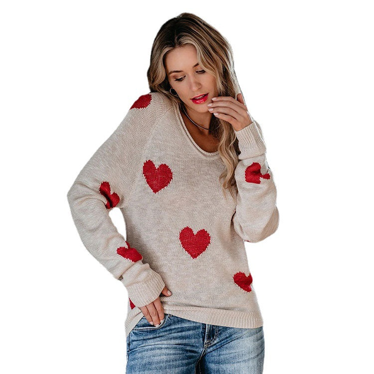 Amorelle | Maglione da donna con motivo a cuori, casual e accogliente