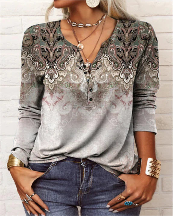 Ayat | Vintage Women's Blouse with Buttons and Floral Print