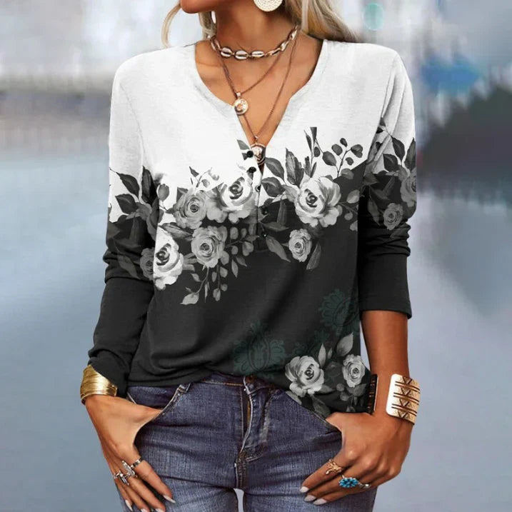 Ayat | Vintage Women's Blouse with Buttons and Floral Print