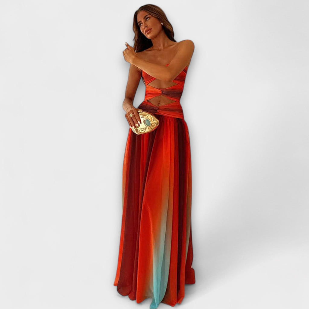 Solavina | Abito Maxi Elegante Donna Senza Spalline a Gradiente