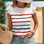 Tarevia | Camicia da donna a righe con volant sulle maniche, estiva e casual