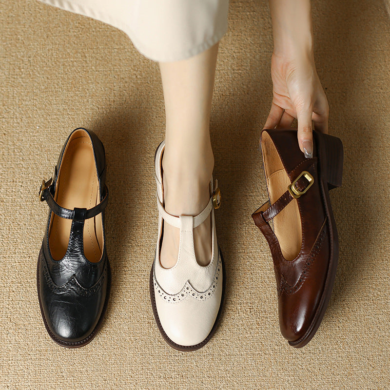 Strivelle | Scarpe Mary Jane Vintage da Donna con Tacco Basso