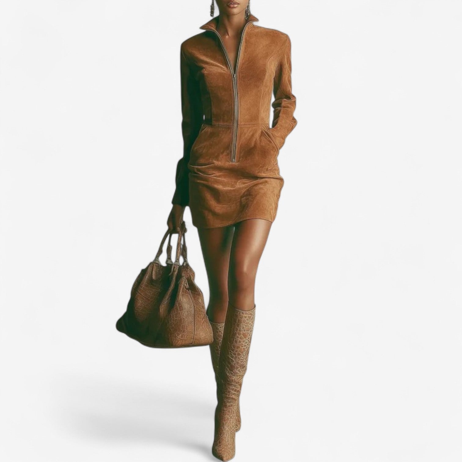 Zafira | Abito Mini Donna Attillato con Cerniera Stile Elegante