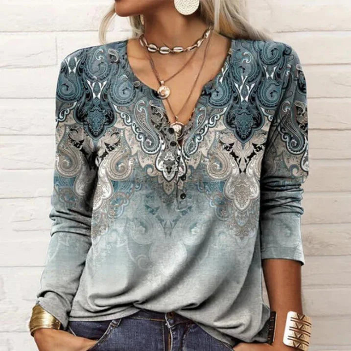 Ayat | Vintage Women's Blouse with Buttons and Floral Print