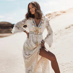 Jasmin | Abito boho maxi da donna con pizzo e scollo a V